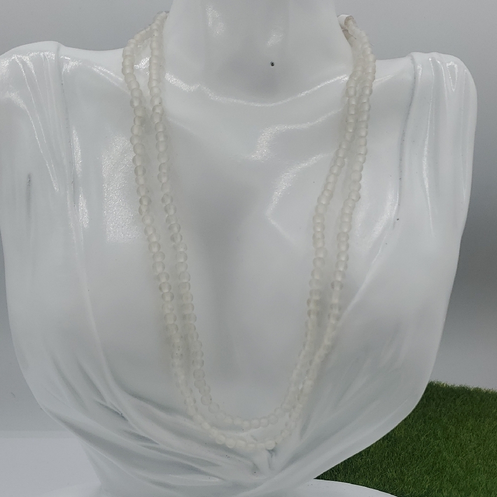 Antique Clear Glass Orb Dainty Beaded Necklace 36 Inch N3617